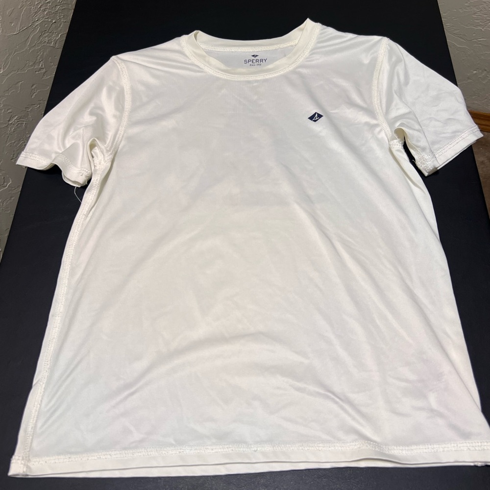 Sperry White Short Sleeve Double-Sided T-Shirt Boys S (7/8) **READ**